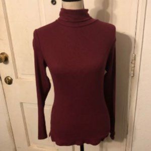 Maroon turtleneck long sleeve soft ribbed 3x